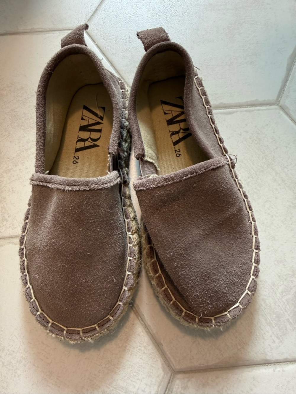 Zara Kids Striped Espadrilles size 26 taupe